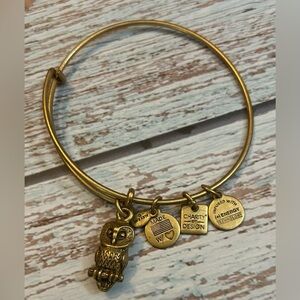 Alex and Ani Gold Owl Charm Bangle Bracelet